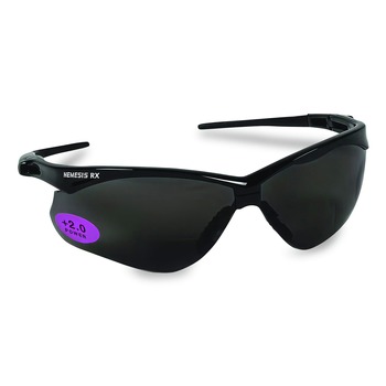 Ansell plus2.0 Diopter Strength V60 Nemesis Rx Reader Safety Glasses - Black Frame, Smoke Lens
