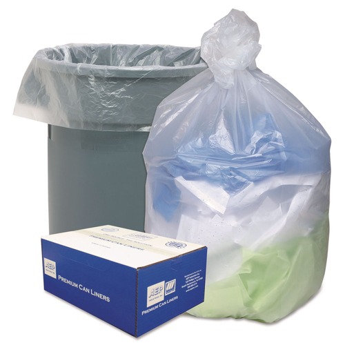 Trash Bags | Ultra Plus WHD6014 60 Gallon 14 microns 38 in. x 60 in. Can Liners - Natural (200/Carton) image number 0