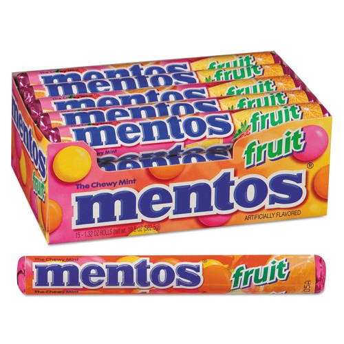 Bulk Savings Pricing 2 | Mentos VAM4181 1.32 oz. Chewy Mints - Mixed Fruit (15/Box) image number 0