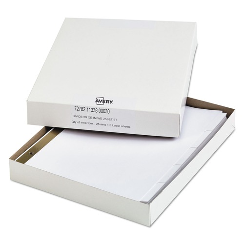  | Office Essentials 11338 11 in. x 8.5 in. 5-Tab Index Dividers with White Labels - White (25/Pack) image number 0
