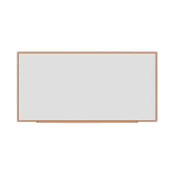 Universal 96 in. x 48 in. Deluxe Melamine Dry Erase Board - Melamine White Surface, Oak Fiberboard Frame