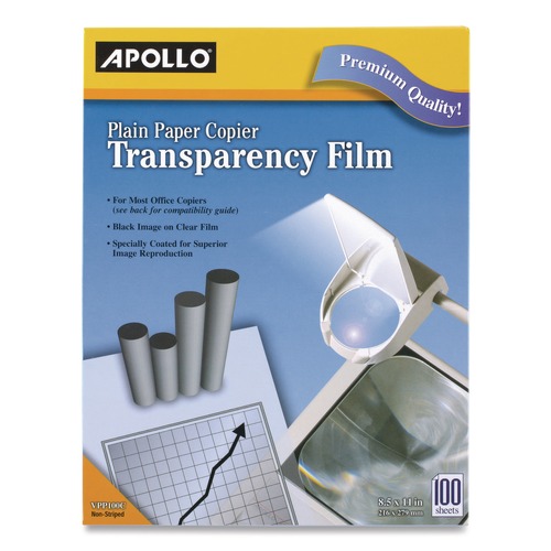 Office Jansan | Apollo VPP100CE-A 8.5 in. x 11 in. Plain Paper Transparency Film - Black on Clear (100/Box) image number 0