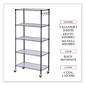  | Alera ALESW653618BA 36 in. x 18 in. x 72 in. 5-Shelf Wire Shelving Kit with Casters and Shelf Liners - Black Anthracite image number 4