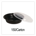 Labor Day Sale! Save $30 off $199! | GEN FCPP-BC-48RND 8.85 in. x 8.85 in. x 2.24 in. 48 oz. Plastic Microwavable Food Container with Lid - Round Black/Clear (150/Carton) image number 4