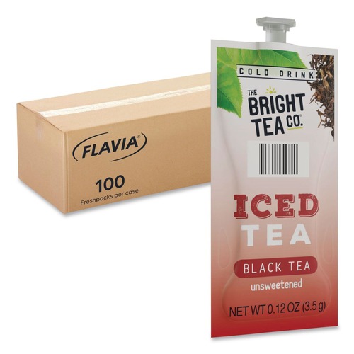 Tea | FLAVIA 48047 The Bright Tea Co. Tea Freshpack - Unsweetened Iced Black (100/Carton) image number 0