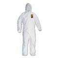 Bib Overalls | KleenGuard KCC 46114 A30 Elastic Back and Cuff Hooded Coveralls - Extra Large, White (25/Carton) image number 0