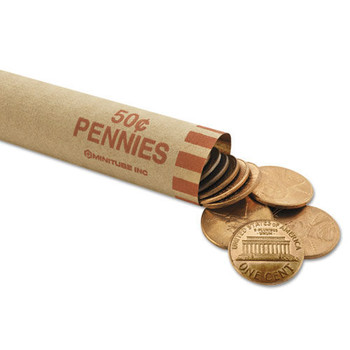 MMF Industries 2160640A07 Nested Preformed Coin Wrappers, Pennies, $.50, Red, 1000 Wrappers/box