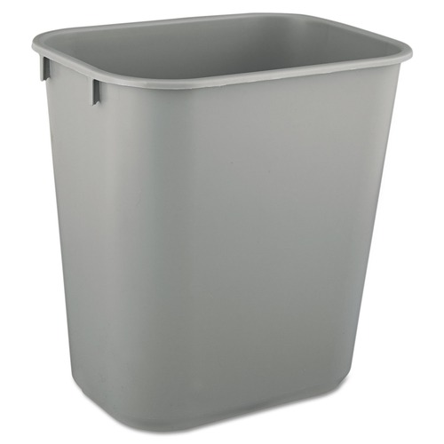 Trash & Waste Bins | Rubbermaid Commercial FG295500GRAY 3.5 Gallon Rectangular Deskside Plastic Wastebasket - Gray image number 0