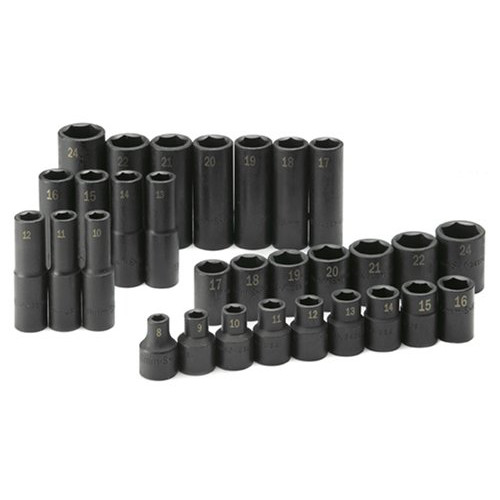 Sockets | SK Hand Tool 4053 30-Piece 1/2 in. Drive 6-Point Metric Standard/Deep Impact Socket Set image number 0