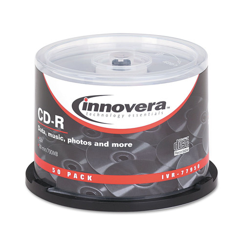 Innovera IVR77950 50/Pack 52x 700 MB/80 min. CD-R Recordable Disc Spindle - Silver image number 0