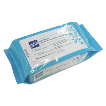 CLEANING WIPES | Sani Professional NIC A630FW Nice 'n Clean Baby Wipes, Unscented 7.9-in X 6.6-in, White, 80/pack 12 Packs/ct