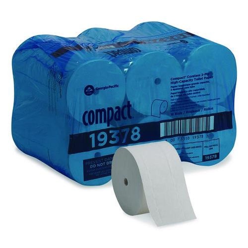 Toilet Paper | Georgia Pacific Professional 19378 Coreless Septic-Safe 2-Ply Bath Tissue - White (1500 Sheets/Roll, 18 Rolls/Carton) image number 0