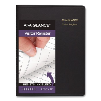 AT-A-GLANCE (60 Sheets) 10.88 in. x 8.38 in. Visitor Register Book - Black Cover