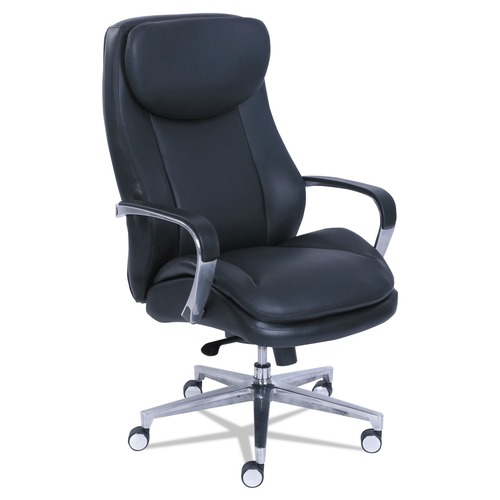 Office Chairs | La-Z-Boy 48958 20.25 in. to 23.25 in. Seat Height Commercial 2000 High-Back Executive Chair Supports Up to 300 lbs. - Black Seat/Back, Silver Base image number 0