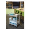 Utility Carts | Rubbermaid Commercial FG342488PLAT Economy 3-Shelf Plastic Cart - Platinum image number 3