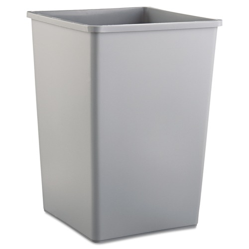 Trash & Waste Bins | Rubbermaid Commercial FG395800GRAY 35 gal. Plastic Untouchable Square Waste Receptacle - Gray image number 0