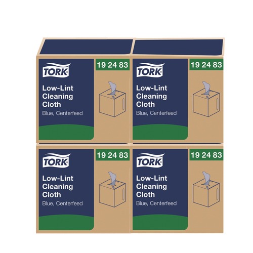 Cleaning Cloths | Tork 192483 15 in. x 15 in. 1-Ply Low-Lint Cleaning Cloth - Blue (4 Boxes/Carton) image number 0
