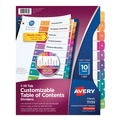 Office Jansan | Avery 11135 Ready Index 11 in. x 8.5 in. 10-Tab 1 to 10 Customizable TOC Multicolor Tab Dividers - White/Traditional Color Tabs (1-Set) image number 0