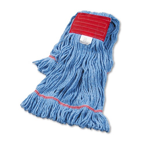 Mops | Boardwalk BWK503BLEA 5 in. Super Loop Cotton/Synthetic Fiber Wet Mop Head - Large, Blue image number 0