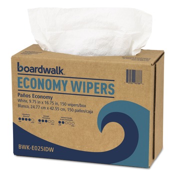 Boardwalk 4-Ply 9.75 in. x 16.75 in. Scrim Wipers - White (150/Dispenser Pack, 6 Dispenser Packs/Carton)