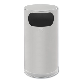 Rubbermaid Commercial 12 gal. European and Metallic Series Steel Waste Receptacle with Large Side Opening - Satin Stainless