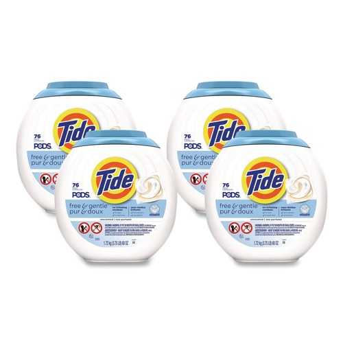 Cleaning & Janitorial Supplies | Tide 80870579 PODS 63 oz. Tub HE Compatible Laundry Detergent - Free and Gentle (4/Carton) image number 0