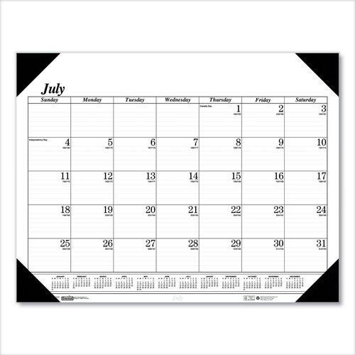 Calendars & Planners | House of Doolittle 125-02 22 in. x 17 in. 14-Month (Jul 2025-Aug 2026) Recycled Economy Academic Desk Pad Calendar - White/Black Sheets/Black Binding/Corners image number 0