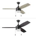 Ceiling Fans | Honeywell 51858-45 48 in. Pull Chain Ceiling Fan with Color Changing LED Light - Matte Black image number 1