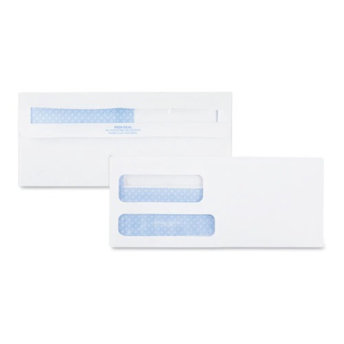 Office Jansan | Quality Park QUA24529 #9 Commercial Flap Redi-Seal Adhesive Closure 3.88 in. x 8.88 in. Double Window Redi-Seal Security-Tinted Envelope - White (500/Box) image number 0
