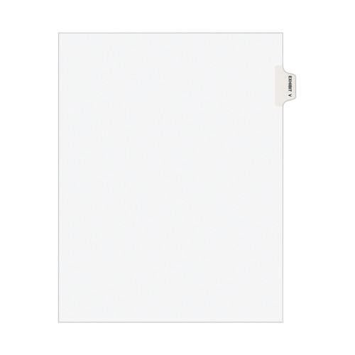 Office Jansan | Avery 01392 11 in. x 8.5 in. 26-Tab Exhibit V Avery-Style Preprinted Legal Side Tab Divider - White (25/Pack) image number 0