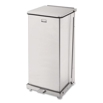 Rubbermaid Commercial 13 gal. Defenders Heavy-Duty Steel Step Can - Stainless Steel
