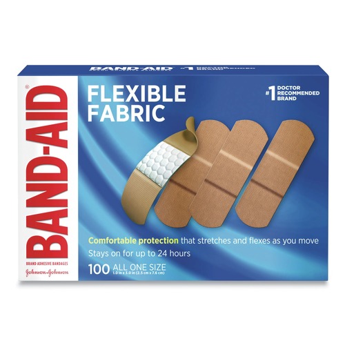Office Jansan | BAND-AID 4444 1 in. x 3 in. Flexible Fabric Adhesive Bandages (100/Box) image number 0