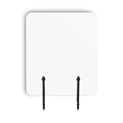 Office Furniture Accessories | MasterVision GL0801393 Protector Series 47.2 in. x 0.16 in. x 35.4 in. Frameless Glass Desktop Divider - Clear/Aluminum (1/Carton) image number 0