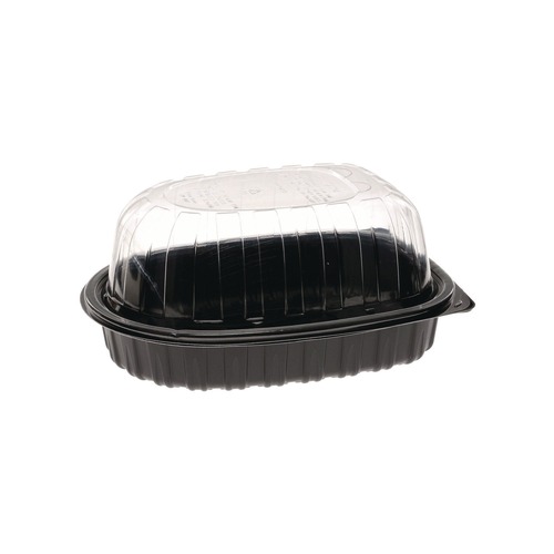 Food Service | Pactiv Corp. PAC YCNC600700DZ Earthchoice 7.78 in. x 4.5 in. x 4.5 in. Roaster Combo - Black/Clear (110/Carton) image number 0