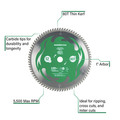 Circular Saw Accessories | Metabo HPT 115436M 12 in. 80-Tooth Fine Finish VPR Blade image number 2