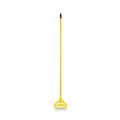 Mops | Boardwalk BWK620 60 in. Quick Change Side-Latch Plastic Mop Head Aluminum Handle - Yellow image number 1