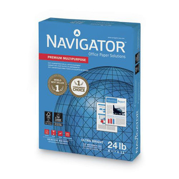 Navigator NMP1124 97 Bright 24 lbs. Bond Weight 8.5 in. x 11 in. Premium Multipurpose Copy Paper - White (10/Carton)