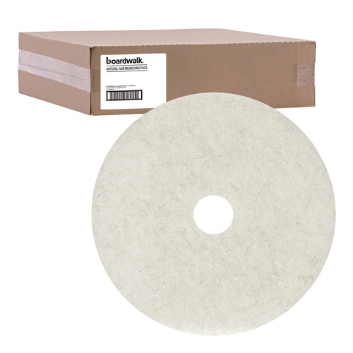 Dusters | Boardwalk BWK4017NAT 17 in. Burnishing Floor Pads - Natural White (5/Carton) image number 0