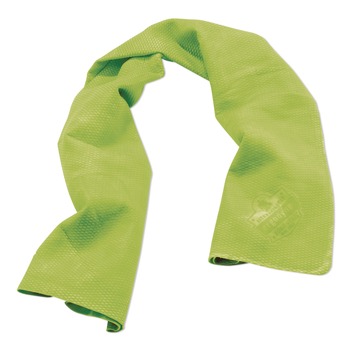 Ergodyne Chill-Its 6602 29.5 in. x 13 in. One Size Fits Most Evaporative PVA Cooling Towel - Hi-Vis Lime