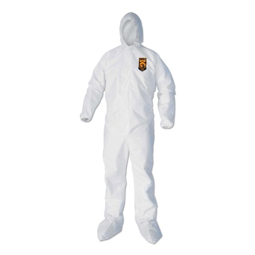 Bib Overalls | Ansell KCC 44335 A40 Elastic-Cuff Ankle Hood And Boot Coveralls - 2X-Large,White (25/Carton) image number 0