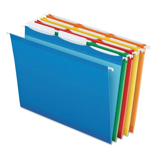 Office Jansan | Pendaflex 42621 Ready-Tab 1/3-Cut Tabs Colored Reinforced Hanging Letter Folders - Assorted File Folder Colors (25/Box) image number 0