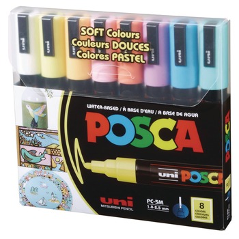 uni-ball Medium Bullet Tip 1.8 mm/2.5 mm Water-Based Paint Markers - Assorted Colors (8/Set)