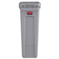 Trash & Waste Bins | Rubbermaid Commercial FG354060GRAY Slim Jim Receptacle W/venting Channels, Rectangular, Plastic, 23gal, Gray image number 0