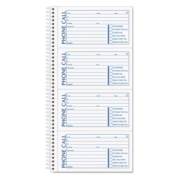 TOPS Two-Part Carbonless 5 in. x 2.75 in. Spiralbound Message Book (400 Forms/Book)