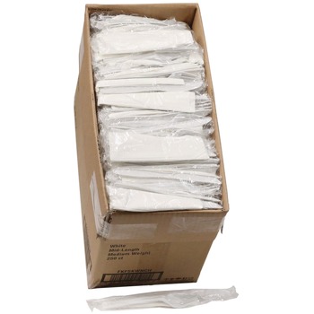 Pactiv Corp. FKFSKWNCH Individually Wrapped Mediumweight Plastic Fieldware Cutlery Fork/Knife/Napkin/Spoon Kit - White (250/Carton)