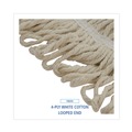 Mops | Boardwalk BWK524C 24 oz. Pro Loop Web/Tailband Premium Saddleback Cotton Mop Head - White (12/Carton) image number 6