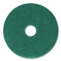 Office Jansan | Boardwalk BWK4013GRE 13 in. Diameter Heavy-Duty Scrubbing Floor Pads - Green (5/Carton) image number 2