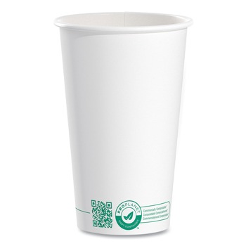 SOLO 316PLA-PLANET 16 oz Compostable Paper Hot Cups - White/Green (1000/Carton)