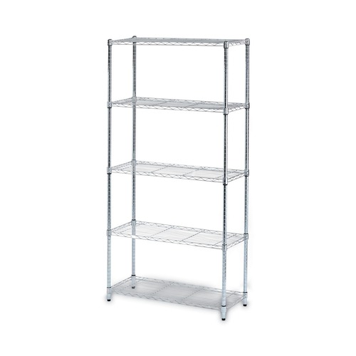 Tool Storage Accessories | Alera ALESW853614SR 36 in. W x 14 in. D x 72 in. H Five-Shelf Residential Wire Shelving - Silver image number 0