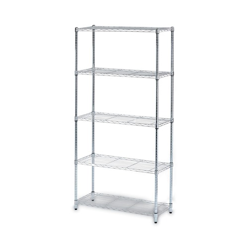 Tool Storage Accessories | Alera ALESW853614SR 36 in. x 14 in. x 72 in. 5-Shelf Residential Wire Shelving - Silver image number 0